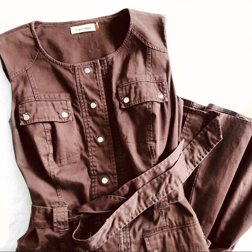 Calvin Klein Brown Button-Up Dress